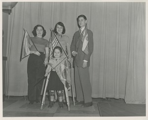 International visitors holding their national flags