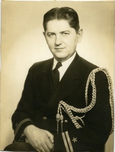 Lt. Stanley W. Lipsiki: half-length studio portrait in naval uniform