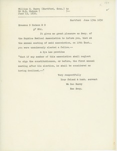 Transcript of letter from William G. Barry to Erasmus Darwin Hudson