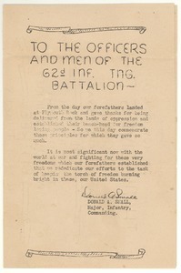 To the officers and men of the 62d Inf. Ing. Battalion
