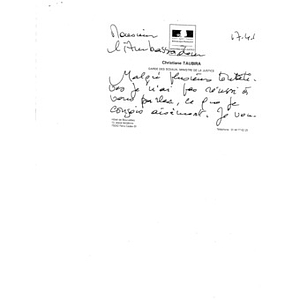 Letter from the Minister of Justice of France Christiane Taubira to the United States Ambassador to France Charles Rivkin