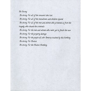 Poem sent to Boston Medical Center ("Be Strong")