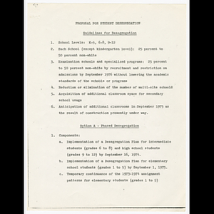 Outline of plans and guidelines for desegregation of schools