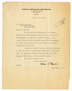 Letter from Horace A. Davis to Forrest Bailey, January 22, 1931