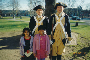 The Khasnabish daughters with the Lexington Minute Men
