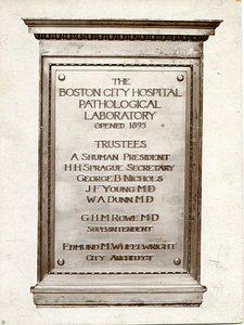 [The Boston City Hospital Pathological Laboratory, opened 1895]