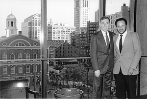 Mayor Raymond L. Flynn and unidentified man