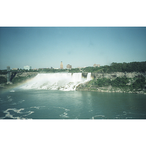 Rainbow over one of the Niagara Falls waterfalls