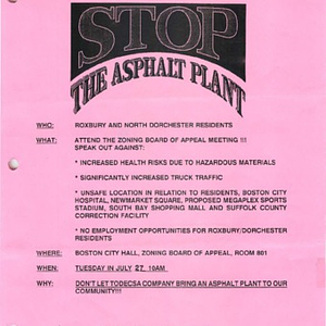 Documents related to the Coalition Against the Asphalt Plant