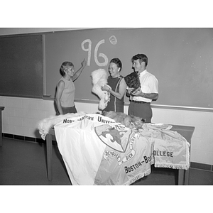 Catherine Allen, Dean of Boston-Bouvé College, with two Bouvé faculty members