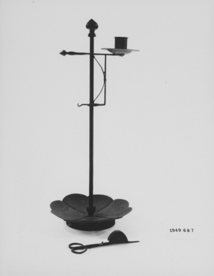 Candlestick and Rush Light on Stand
