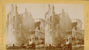 Stereograph of the Shreve, Crump & Low building ruins, Boston, Mass., November 9 and 10, 1872