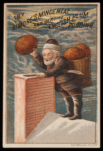 Trade card for Atmore's mince meat and genuine English plum pudding, 141 South Front Street, Philadelphia, Pennsylvania, undated