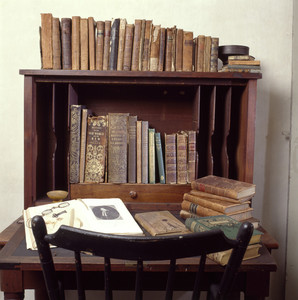Writing desk and books, Coffin House, Newbury, Mass.