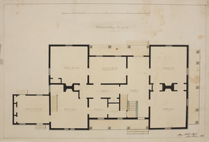 Principal floor plan of an unidentified house, location unknown, 1850