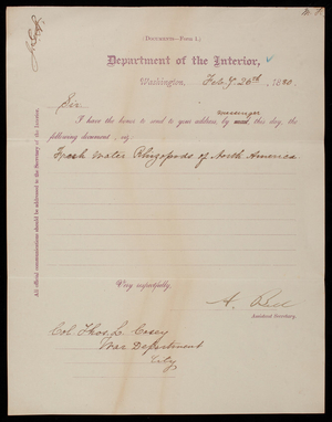 [Alonzo] Bell to Thomas Lincoln Casey, February 26, 1880