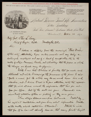 [William] T. Blunt to Thomas Lincoln Casey, December 10, 1891