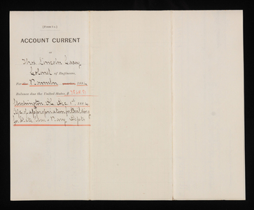 Accounts Current of Thos. Lincoln Casey - November 1884, December 1, 1884