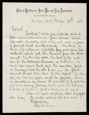 Ed. Sutherland to Thomas Lincoln Casey, May 12, 1888