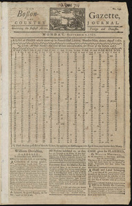 The Boston-Gazette, and Country Journal, 7 September 1767