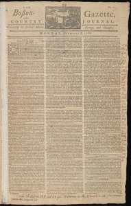 The Boston-Gazette, and Country Journal, 8 February 1768