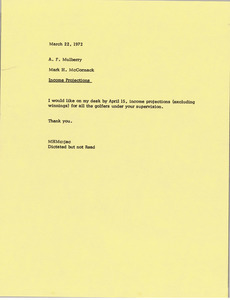 Memorandum from Mark H. McCormack to Al F. Mulberry