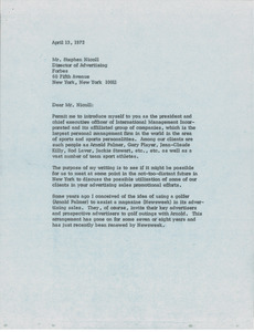Letter from Mark H. McCormack to Stephen Nicoll