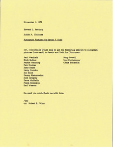 Memorandum from Judy A. Chilcote to Edward J. Keating