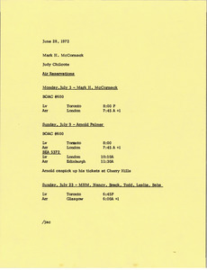 Memorandum from Judy A. Chilcote to Mark H. McCormack