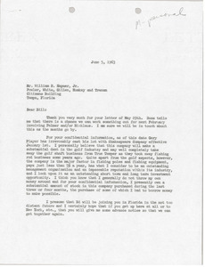 Letter from Mark H. McCormack to William R. Hapner Jr.