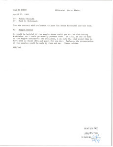 Fax from Mark H. McCormack to Fumiko Matsuki