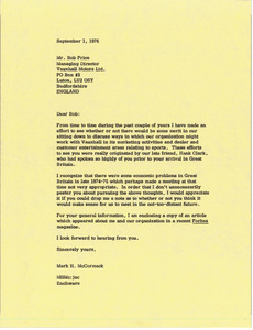 Letter from Mark H. McCormack to Bob Price