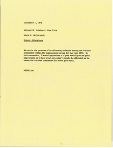 Memorandum from Mark H. McCormack to Michael Halstead