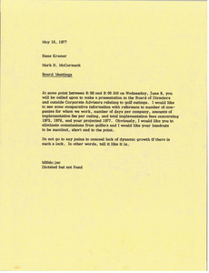 Memorandum from Mark H. McCormack to Hans Kramer