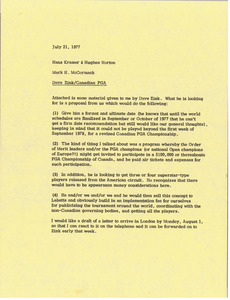 Memorandum from Mark H. McCormack to Hans Kramer and Hughes Norton