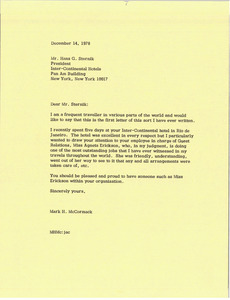 Letter from Mark H. McCormack to Hans G. Sternik