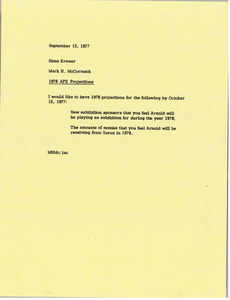 Memorandum from Mark H. McCormack to Hans Kramer