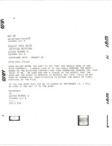 Telex prinotuts from Mark H. McCormack to Phil Pilley