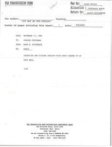 Fax from Mark H. McCormack to Hiroshi Kurihara