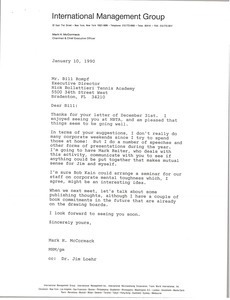 Letter from Mark H. McCormack to Bill Rompf