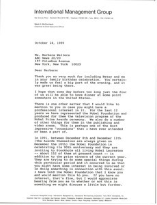 Letter from Mark H. McCormack to Barbara Walters