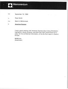 Memorandum from Mark H. McCormack to Peter Smith