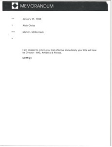 Memorandum from Mark H. McCormack to Alvin Chriss