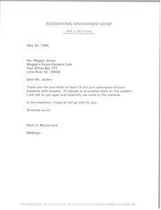 Letter from Mark H. McCormack to Maggie Jordan