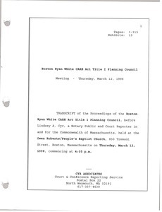 Boston Ryan White CARE act title I planning council meeting