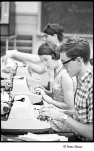 National Student Association Congress: delegates at a row of typewriters