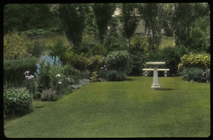 Mrs. Cutler, Amherst (perennial garden and bird bath)