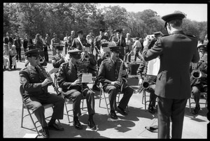 Military band plays at the dedication ceremonies for the Rhode Island Vietnam Veterans Memorial