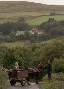 Margaret Heckler, United States Ambassador to Ireland, in a pony cart in the Wicklow Hills