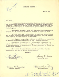 Circular letter from Conference Committee to W. E. B. Du Bois
